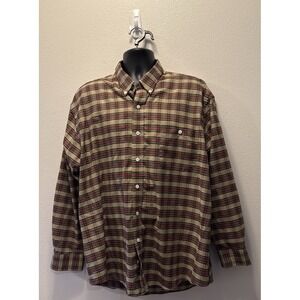 Towncraft Dress Shirt Brown/Red‎ Plaid Button Down Size Extra Large